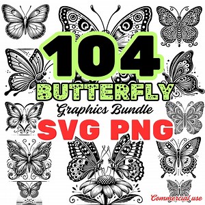 Butterfly SVG and PNG Bundle for Cricut | Intricate Butterfly Cut Files, Butterfly Silhouette, Butterfly Clipart, Commercial Use - Etsy