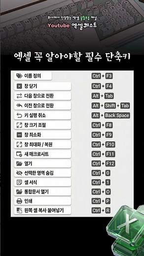 엑셀 꼭 알아야할 필수 단축키 #엑셀강의 #엑셀꿀팁 #엑셀단축키