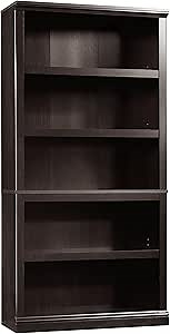 Sauder 5 Tier Book Shelf Wooden Bookcase Multipurpose Bookshelf for Home Office, Living Room, in Estate Black finish