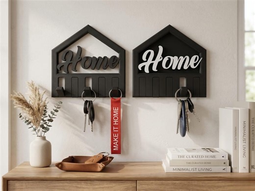 Home Key Holder Wall Mount 3MF -- House Shape 3D Print - Etsy