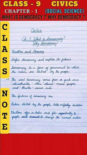 What is Democracy ? Why Democracy ? - Class 9 Civics Chapter 1 | Notes, Question and Answers #notes