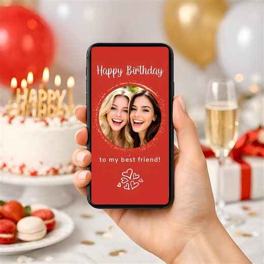Personalized Animated Birthday E-card With Photo & Custom Message | Best Friend Surprise, Animated,instant Digital Gift - Etsy