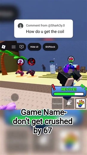 touturial how to use Speed coil in Don't get crushed by 67 #roblox #viral #gaming #reels #shorts