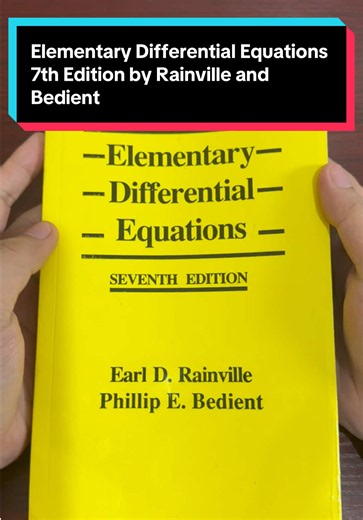 Elementary Differential Equations 7th Edition by Rainville and Bedient #fyp #enginerdmath #engineering #mathematics #differentialequations
