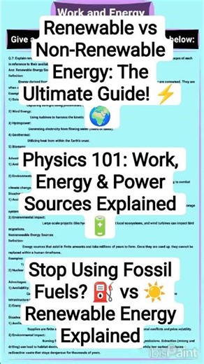 Renewable vs Non-Renewable Energy ⚡️🌍 Physics 🔋Stop Using Fossil Fuels⛽️ ☀️ Renewable Energy Explain