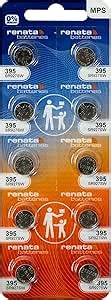 Renata 395 SR927SW Batteries - 1.55V Silver Oxide 395 Watch Battery (10 Count)