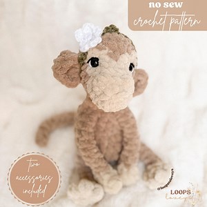 Mazie Monkey Crochet Pattern | NO SEW Crochet Pattern | Crochet Monkey | Amigurumi | Crochet Pattern | Cute Crochet Pattern - Etsy
