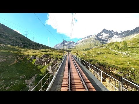 ★ 4K 🇨🇭Cinuos-chel-Brail - St Moritz - Poschiavo Diesel cab ride [07.2020] Switzerland