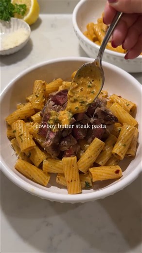Holly Dingwall on Instagram: "COWBOY BUTTER STEAK PASTA🥩 (see below) - my most viral recipe of this year!!😋 Comment RECIPE or 🥩 and I’ll DM you the recipe 🥰 Instructions for this recipe can also be found, through the link in my bio, at www.foodieholly.com or by searching cowboy butter steak pasta online 💕💕❤️ This buttery, rich, delicious steak pasta is such a fun one to add to your recipe rotation!! It’s a speedy, easy dinner that will satisfy all of your cravings and it is a fun way to us