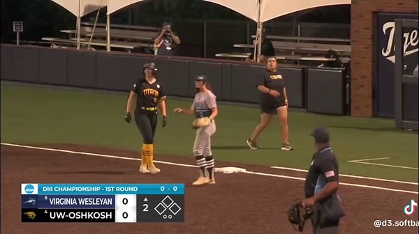 🏆 2024 Division III Softball Championship Tournament - #5 Virginia Wesleyan vs #4 Wisconsin-Oshkosh Highlights 🌧️ This game had an 8 hour rain delay between the top and the bottom of the first inning!! The good thing about turf is once the rain stopped, the game resumed. On the downside, slick turf is never easy to play on! 🥎 Have you ever been in an 8 hour rain delay? What’s the longest you’ve waited at the field during a rain delay before you were able to continue playing? #virginiawesleyan