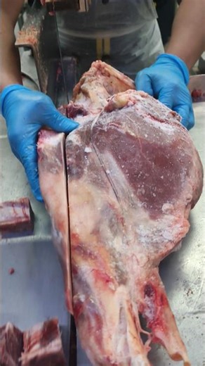 Whole lamb leg meat cutting skills frozen mutton meat#viral #meat #skills #shorts #youtube