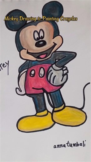 Drawing to Painting Mickey Mouse w/ Crayolas #mickeymouse, #painting, #crayolaart #fanart, #cartoon