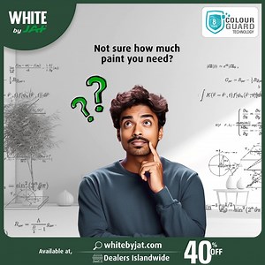 No worries! Pop over to whitebyjat.com to calculate your paint requirement. Order only what you need and simplify your home painting project. #WHITEbyJAT #whitepaint #brilliantwhite #quickdrywallpaint #JAT #JATHoldings #interiorpaint #exteriorpaint | JAT Holdings PLC