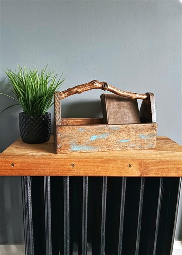 Wooden Tool Box Blue Reclaimed Wood Tool Caddy - Etsy