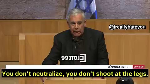 At the Knesset yesterday, Mickey Levy, a member of the centrist party Yesh Atid, spoke about an incident during the Al-Aqsa Intifada in which he said he ordered the killing of a handcuffed Palestinian while serving as Jerusalem District Commander of the Israeli Police in 2002.Despite that incident, Levy continued his public career. He later served as Israel's police attaché in the United States, and went on to hold several senior political roles, including Member of Knesset, Chairman of the Stat
