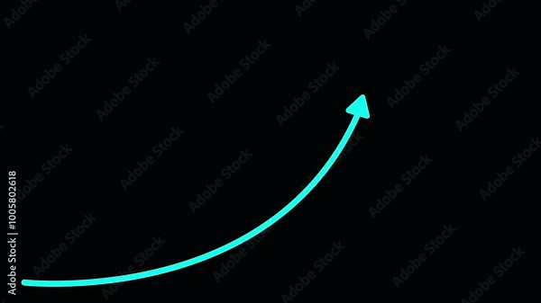 Rising Stock Market Chart Arrow Rallying Growth Recovery Concept - 4K Seamless Loop Motion. arrow rising transparent channel, business growth arrow and graph chart, Business line arrow.