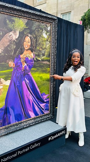 Oprah Daily on Instagram: "Thank you @oprah for all the work you’ve done and continue to do to inspire generations to come that they can achieve their mightiest dreams 💜 Thank you to @warrenart for capturing Oprah’s power and poise. And thank you to the @nationalportraitgallery for commissioning this painting and including it in the permanent collection at the @smithsoniannpg, where Oprah joins the ranks of fellow icons like Ida B. Wells, Michelle and Barack Obama, Frederick Douglass, and so ma