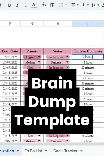 Brain Dump Template Google Sheets, Thought Journal Excel Spreadsheet, Brain Dump Journal