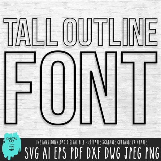 SKINNY OUTLINE Letters and Numbers SVG Alphabet, Png Pdf Files, Silhouette Vector, Create Your Own Text - Etsy