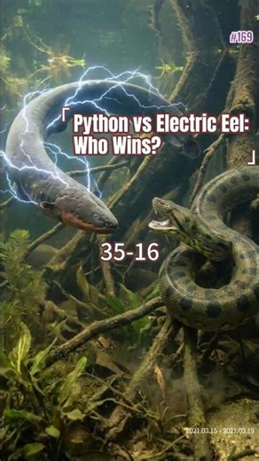 Python vs Electric Eel: Who Wins? 35-16 #AnimalBattle #Python #ElectricEel #Wildlife