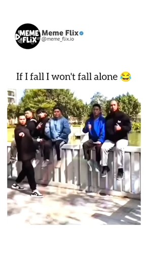 Meme Flix | This hilarious video gives a whole new meaning to "going down together"! 😂 A group of friends is sitting casually on a fence when the guy... | Instagram