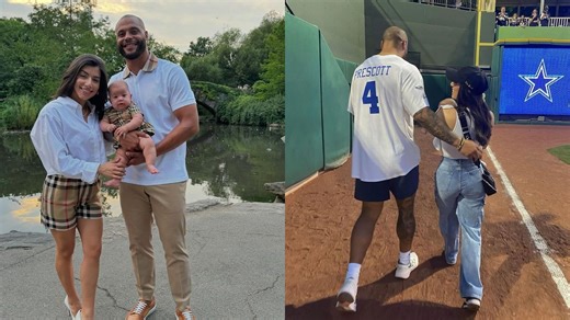 WATCH: Dak Prescott shares adorable on-field kiss with girlfriend Sarah Jane, daughter MJ at Cowboys Training Camp