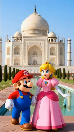 Mario and Princess peach in Taj Mahal