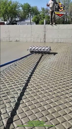 Shaping Patterns on Wet Concrete Using a Roller Stamp #construction #buildingtools