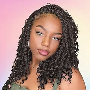 Goddess Box Braids Crochet Hair For Women-12 Inch 8 pack Pre Looped Boho Crochet Braids Short Prelooped Bohemian Boho Box Braids Crochet Hair With Curly Ends Brown Crochet Braid Hair（12in,#4）