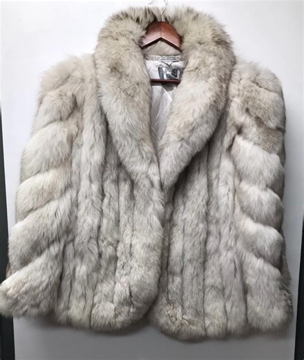 Saga Fox Vintage Silver Blue Fox Fur Coat Jacket L - Etsy