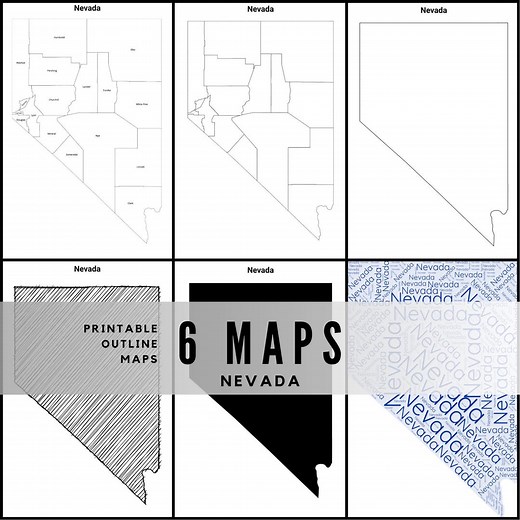 Printable Nevada Maps / State Outline and Labeled Geography Sheets / Letter‑size Educational Printables for Teachers and Students - Etsy Canada