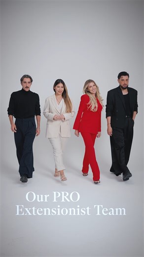 Introducing the first-ever Donna Bella Pro Extensionist Team ✨ A hand-selected collective of four respected, working extension professionals brought together to support salon owners and stylists behind the chair through education, innovation, and community and business building. Rooted in authentic behind the chair experience and real results, the Pro team represents the future of professional extension education. Community is the future of the industry. Join us! ❤️ | Donna Bella Hair Extensions