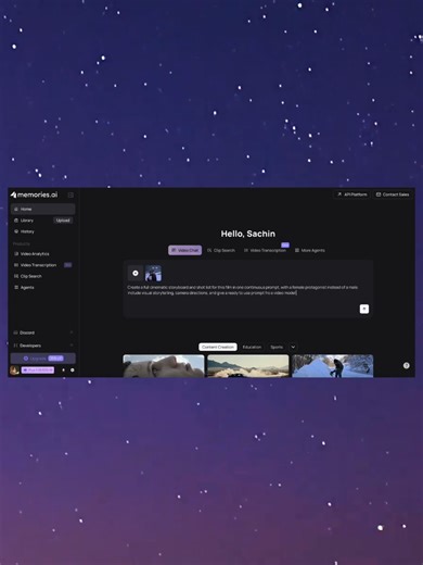 What if the video wrote the prompt for you? Memories.ai turns footage into generation-ready prompts in seconds. Helping you recreate or adapt cinematic scenes in seconds. Here's how: 1. Upload or drop the link to the video in http://Memories.ai 2. Ask video chat to turn the footage into generation-ready prompts ( your customisations) 3. Copy and paste into #seedance #veo3 etc. 4. Done #videoanalysis #techtok #fyp