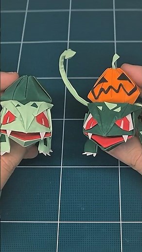 Paper Bulbasaur for Halloween #origami #pokemon