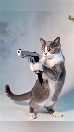 Cat is Shooting Gun like a pro😂🙀💢#cat #cats #catvideos #catlovers #catshorts #catvideo #catlife