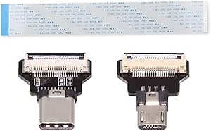 cablecc Type-C USB-C Male Host to 5Pin Micro USB 2.0 Male Target Data Flat Slim FPC OTG Cable 13cm for FPV Disk Phone Laptop
