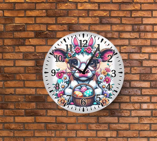12" Clock Face Sublimation Transfer Sheet: Easter Cow-ready to Press Transfer - Etsy