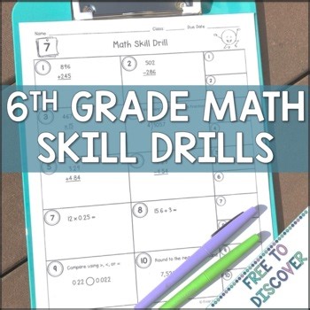 Middle School Math Intervention | 6th Grade Math Skill Drills w/ Log & Tracking
