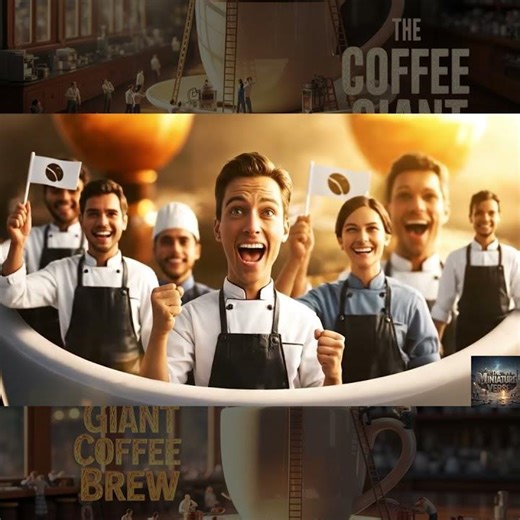 The Grand Brew Reveal | Tiny Baristas Complete the Giant Coffee Mug | The Miniature Verse