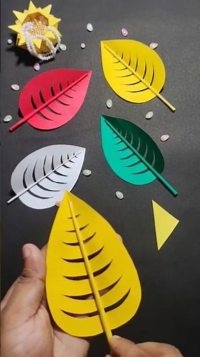 how to make paper 3D leaves🌿🌿 . #leaves #diy #viralvideo #paperflower #craft #homemadepapercraft