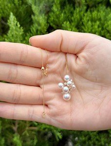 18K Yellow Gold Akoya Pearl Cluster Pendant, Necklace for Bride, June Birthstone Jewelry, Wedding & Anniversary Necklace - Etsy