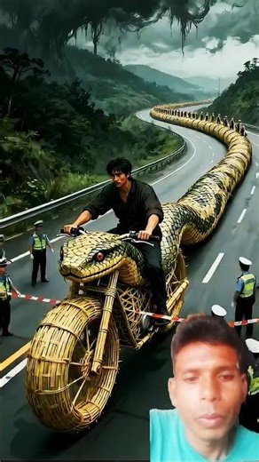 🚨 Man Riding a Giant Snake Bike Shocks the Police! 😱🐍 | Unreal AI Creation | #Shorts