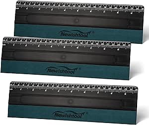 NEWISHTOOL Vinyl Wrap Squeegee for Vinyl, Big Size Wallpaper Smoothing Squeegee, 3 Pack 25CM Decals Squeegee with Ruler & Micro Suede Felt Edge for Sign Making Graphic Window Tint Film Application