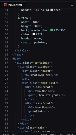 Create WhatsApp Web.........#computereducation #computerscience #programminglanguages #htmlcss
