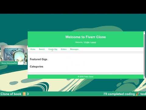 I ll completed coding task 8 Fiverr Clone of book 3