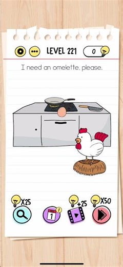 Brain Test Level 221 I need an omelette, please Answers Solutions