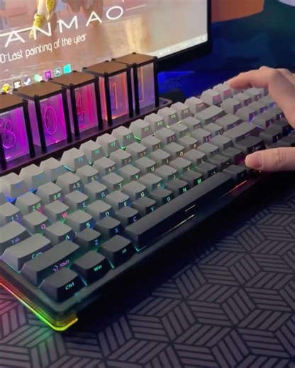 AULA Tri-Mode Full Size RGB Mechanical Keyboard 🔥 | Side Engraved Keycaps | Gradient Gray
