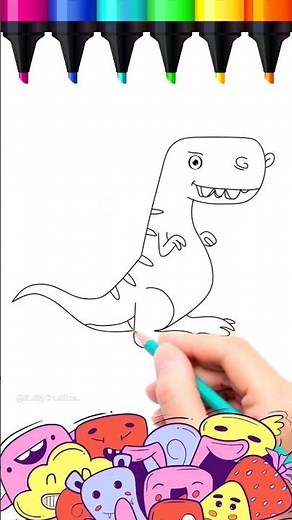 How to Draw a T-Rex Drawing&Coloring #toddlers #art#easydrawing #simpledrawing #painting #pencil