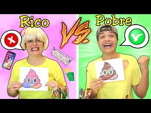 RICO VS POBRE NA ESCOLA!! Colorindo desenho!!