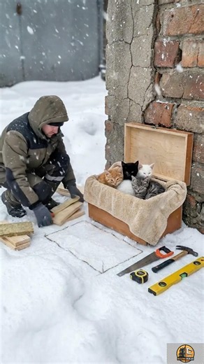 He Built Cozy Snow Shelter for 4 Injured Stray Cat | Amazing DIY Cat House Transformation
